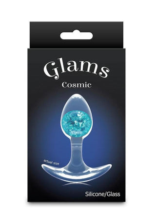 Glams Cosmic Silicone Anal Plug - Blue/Clear - Small