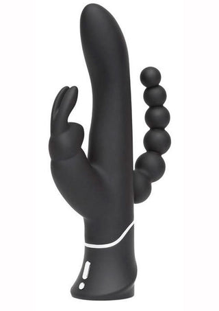 Happy Rabbit Triple Curve Silicone Rabbit Vibrator - Black