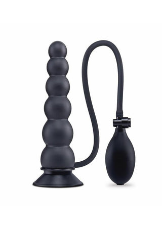 Size Up Ripple Inflatable Silicone Butt Plug - Black - 7in