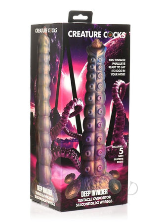 Creature Cocks Deep Invader Tentacle Ovipositor Silicone Dildo - Multicolor