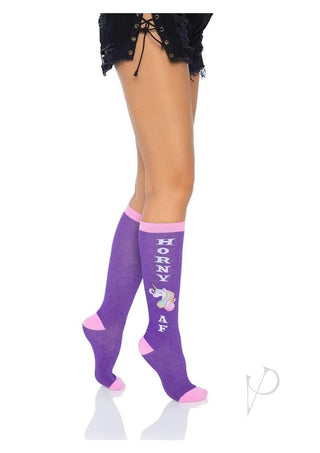 Leg Avenue Horny AF Knee Socks - Multicolor - One Size