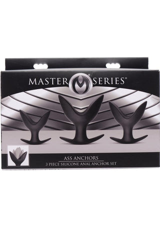 Master Series Ass Anchors 3 Piece Silicone Anal Anchor - Black - Set
