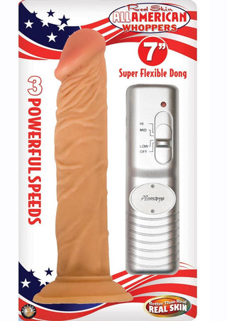 Real Skin All American Whoppers Vibrating Dildo - Flesh/Vanilla - 7in