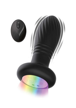 Atomic Thrusting Light-Up Twister Rechargeable Silicone Plug - Black