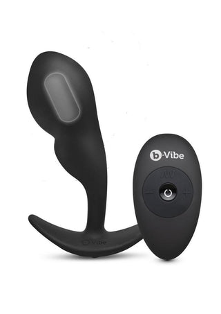 B-Vibe Remote Control P-Spot Rechargeable Silicone Snug Plug 145g - Black