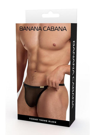 Banana Cabana Mesh G-String - Black - Medium/Small