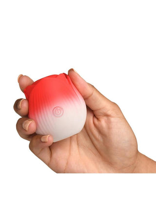 Bloomgasm Pulsing Petals Throbbing Silicone Rechargeable Rose Stimulator - Red/White