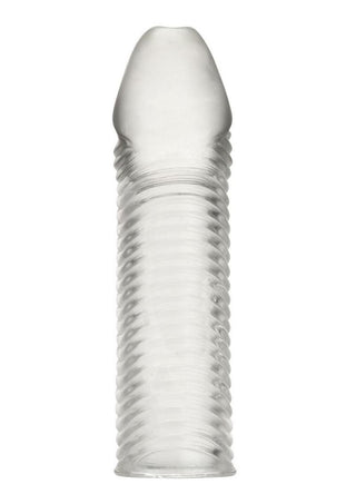 Blue Line Wavy Ribbed Penis Extension - Clear - 6.5in