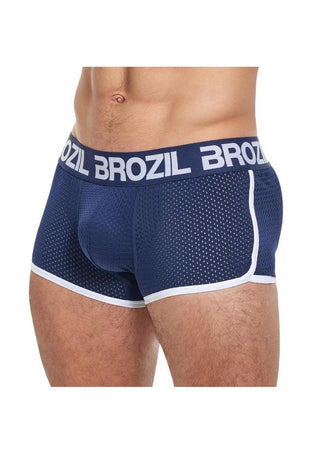 Brozil Ultra Glute and Bulge Enhancing Mesh Trunk - Blue/Navy Blue - Medium/Small