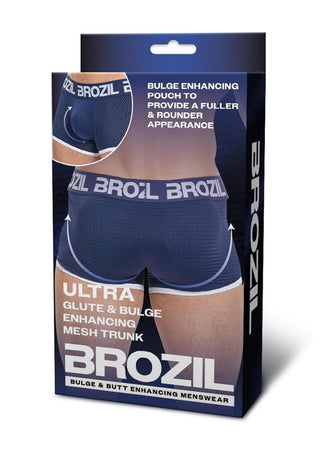 Brozil Ultra Glute and Bulge Enhancing Mesh Trunk - Blue/Navy Blue - Medium/Small