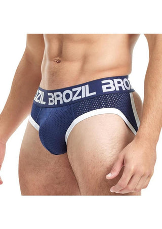 Brozil Ultra Sports Mesh Bulge Brief - Blue/Navy Blue - Medium/Small