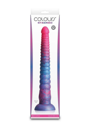 Colours Stacked Silicone Dildo - Blue/Pink - 12in