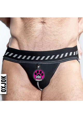 Dog Pack Pup Taggers 6-Tag Dog Jock - Black/Silver - Large