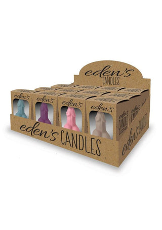 Eden's Candle Vanilla Scented Penis - Assorted Colors - 12 Per Display