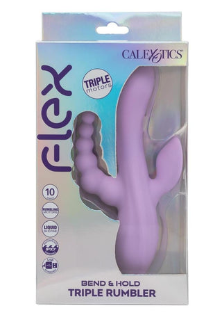 Flex Bend and Hold Triple Rumbler Rechargeable Silicone Vibrator - Purple