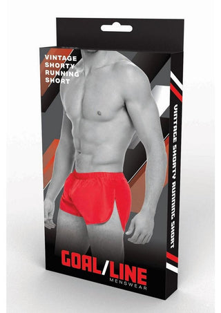 Goal Line Extreme Split Booty Shorts - Red - Medium/Small