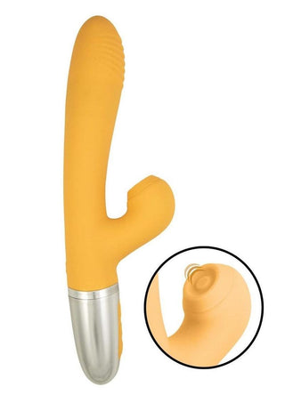 Goddess Tapping Thruster Rechargeable Silicone Vibrator with Clitoral Stimulator