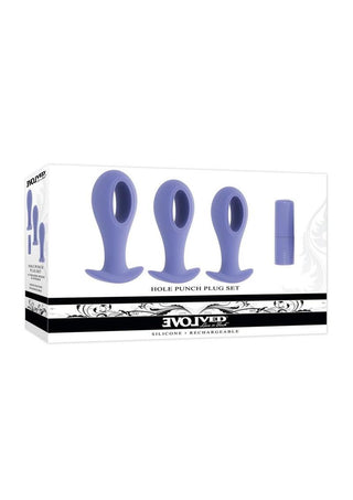 Hole Punch Rechargeable Silicone Plug - Purple - Set