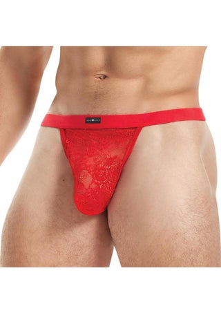 Lace King Lace G-String - Red - Large/XLarge