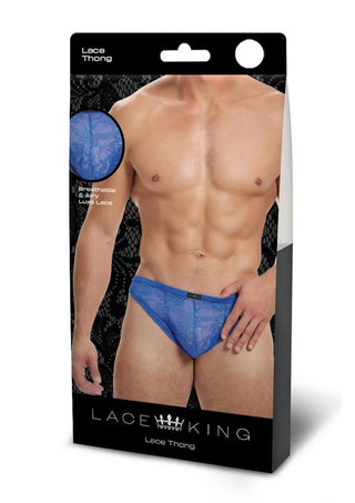 Lace King Lace Thong - Blue - Medium/Small