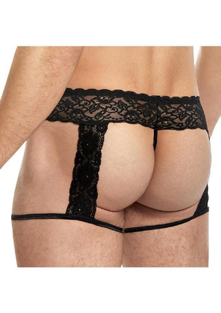 Lace King Men's Lace and Mesh Garter Panty