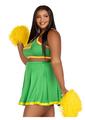 Leg Avenue Bring It Baddie Set Top with Cheer Logo, Pleated Skirt and Pom Pom