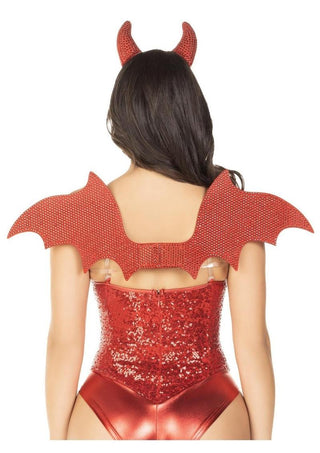 Leg Avenue Devil Kit Rhinestone Devil Wings and Horn Headband - Red - One Size - 2 Piece