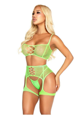 Leg Avenue Fishnet Bra Top and Garter Harness