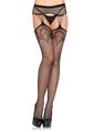 Leg Avenue Industrual Net Stocking with Dutchess Lace Top and Attached Multi-Strand Garter Belt