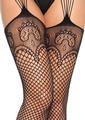 Leg Avenue Industrual Net Stocking with Dutchess Lace Top and Attached Multi-Strand Garter Belt