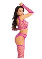 Leg Avenue Net Crop Top, Garter Stockings, and Matching Gloves