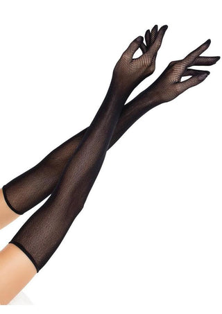 Leg Avenue Opera Length Fishnet Gloves - Black - One Size