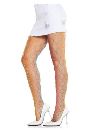 Leg Avenue Rainbow Fence Net Tights - Multicolor - One Size