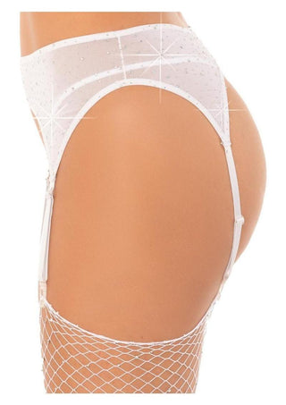 Leg Avenue Rhinestone Garter Belt - White - One Size