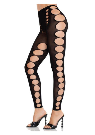 Leg Avenue Seamless Opaque Cut-Out Footless Tights - Black - One Size