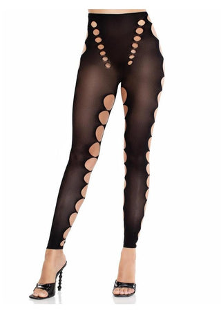 Leg Avenue Seamless Opaque Cut-Out Footless Tights - Black - One Size