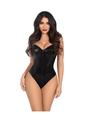 Leg Avenue Sequin Boned Snap Crotch Bodysuit with Detachable Clear Strap