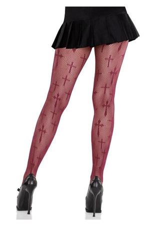 Leg Avenue Worship Me Cross Net Tights