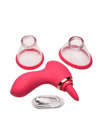 Lickgasm Plump Pleasure Licking and Sucking Rechargeable Silicone Clitoral Stimulator - Pink