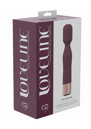 Loveline Glamour Silicone Rechargeable 10 Speed Mini Wand - Burgundy/Red