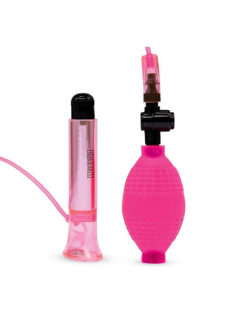 Lux Fetish Vibrating Clitoral Pump with Quick Release - Black/Pink