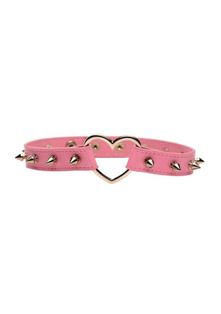 Master Series Spiked Heart Choker - Metal/Pink