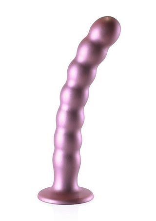 Ouch! Beaded G-Spot Silicone Dildo 8in - Metallic - Rose Gold