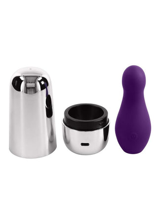 Playboy The Jet Set Vibrator Rechargeable Silicone Clitoral Stimulator - Purple/Silver