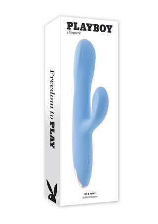 Playboy Up and Away Rechargeable Silicone Rabbit Vibrator - Blue