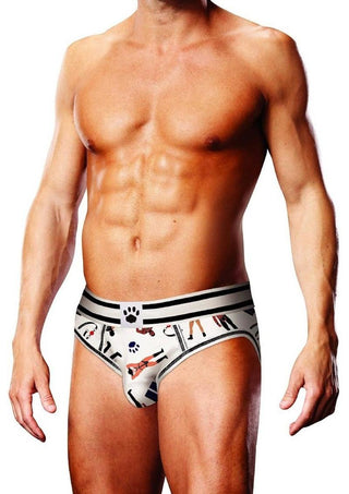 Prowler Leather Pride Open Brief - Black/White - Small