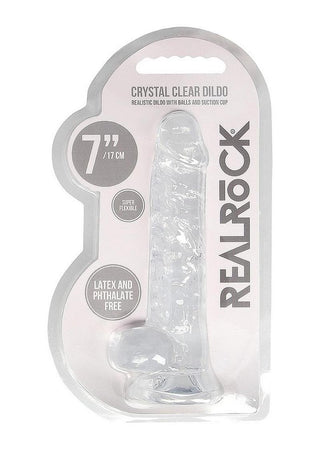 Realrock Crystal Clear Dildo with Balls - Clear - 7in