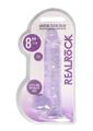 Realrock Crystal Clear Dildo with Balls - Purple - 8in