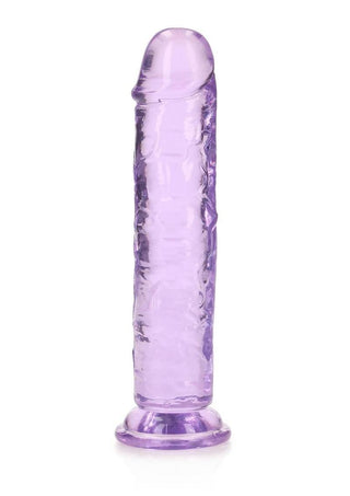 Realrock Crystal Clear Straight No Balls Dildo - Clear/Purple - 7in