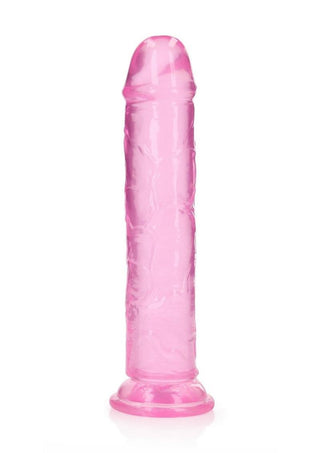 Realrock Crystal Clear Straight No Balls Dildo - Clear/Pink - 9in